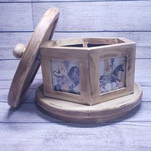 Hexagon Wood Carousel Lazy Susan